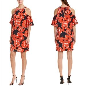 TRINA TURK Cold Shoulder Navy & Orange Floral Dress